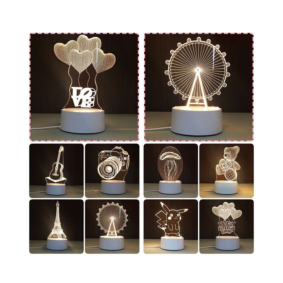 3D Lamp Acrylic USB LED Night Lights Xmas Christmas Birthday Gifts Decorations