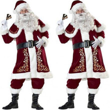 Santa Claus Suit Christmas Costume Fancy Dress Cosplay Party Velvet Set Outfit