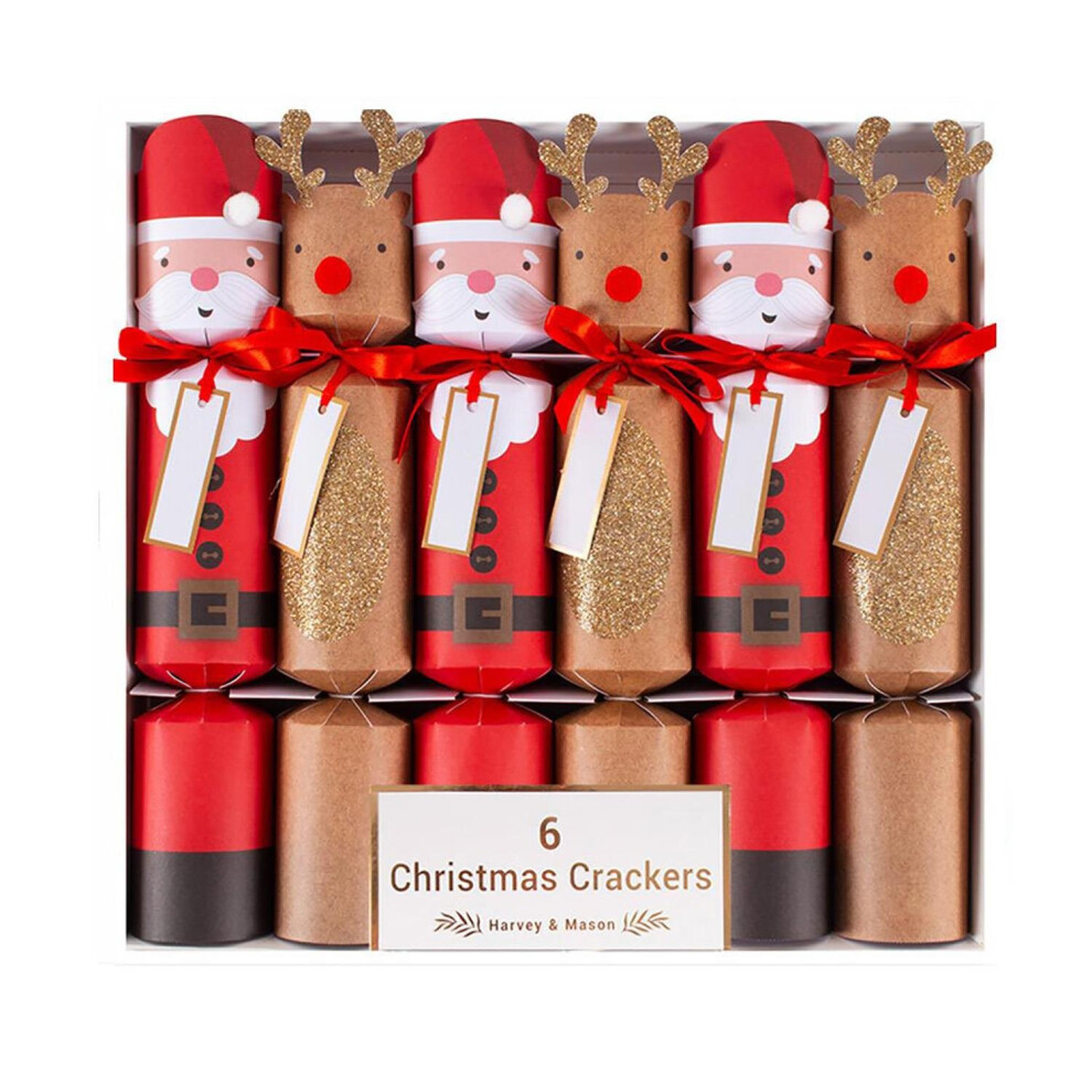 Christmas Crackers Box of 6 Family Xmas Gift Santa Reindeer Children's