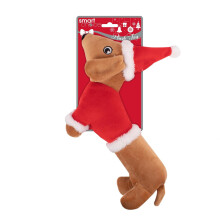 Plush Christmas Sausage Dog Toy Pet Gift Xmas Squeaker Green Red