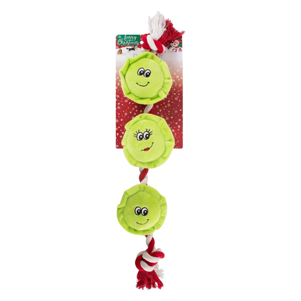 Happy Sprouts Christmas Plush Rope Toy Indoor Outdoor Dog Puppy Squeak