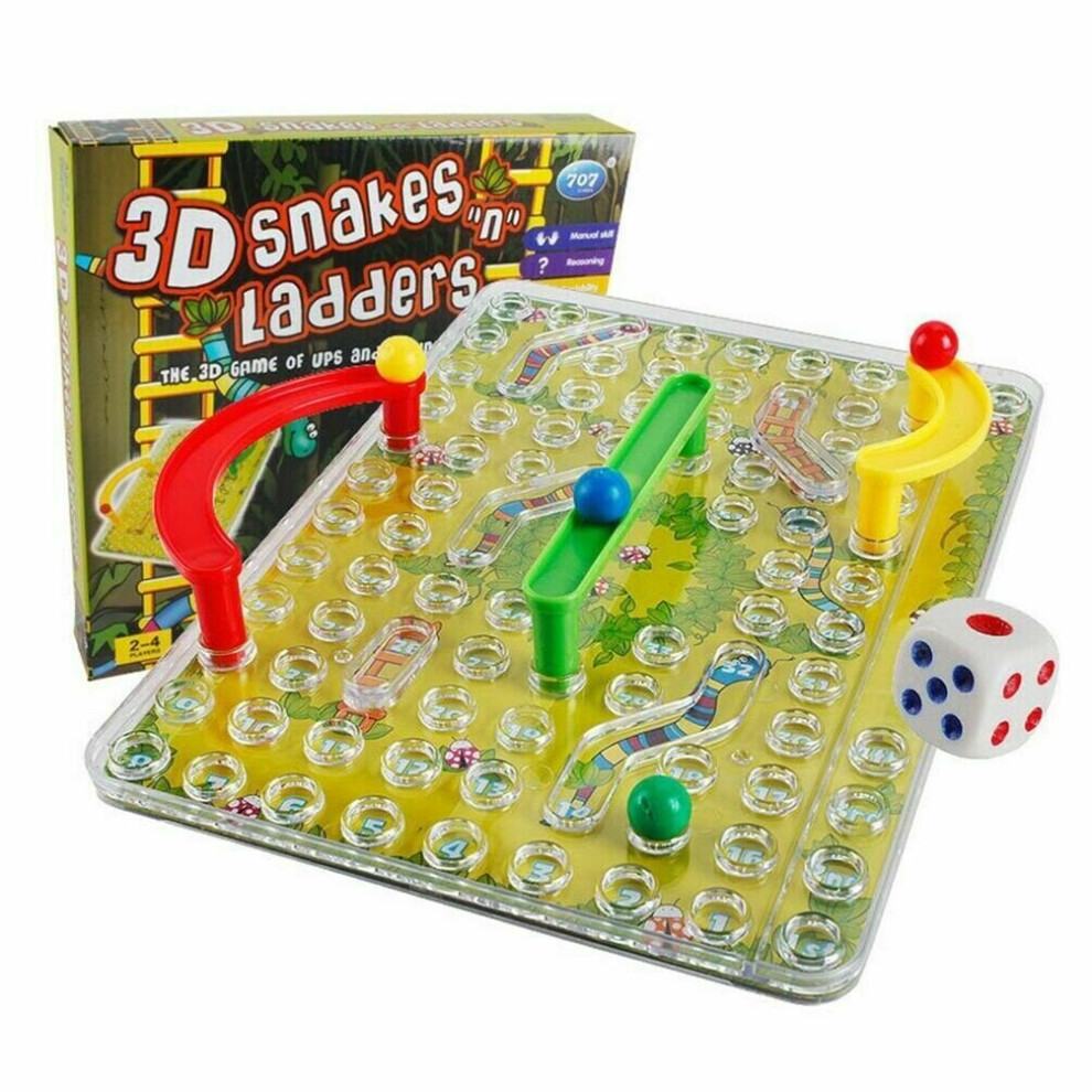 3D Kids Children Snakes And Ladders Board Game Traditional Family Toy