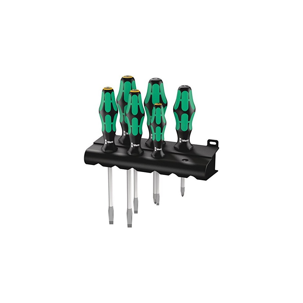 Wera 334/355 SK/6 Kraftform Lasertip screwdriver set with rack  Hexagonal blades  PZ/SL  6pc  05007681001