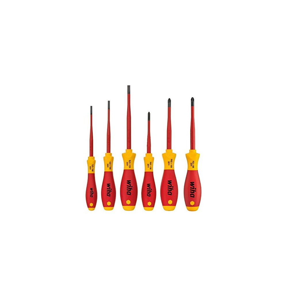 Wiha 3201 SoftFinish Electric slimFix Schlitz/Phillips/Pozidriv Xeno Flat Screwdriver Set  6 Pieces