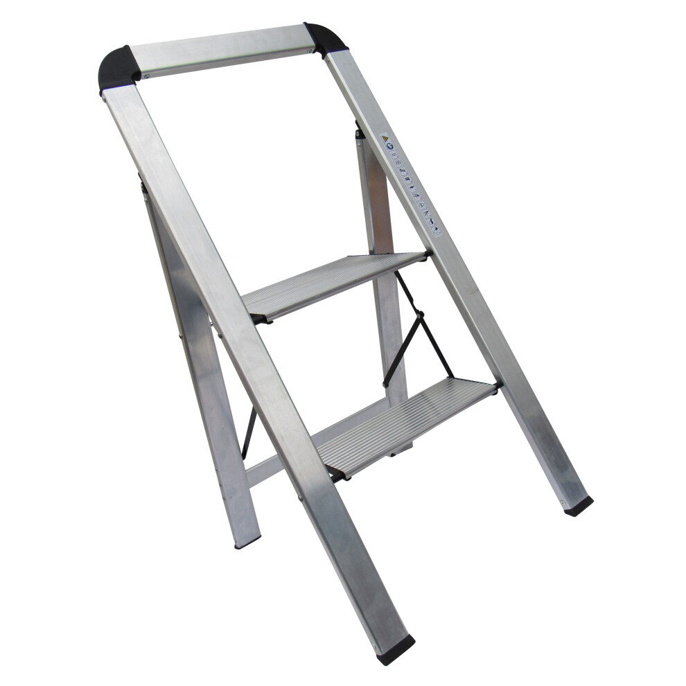 Aluminium Folding 2 Step Stool 150KG (Non Slip Lightweight Ladder)