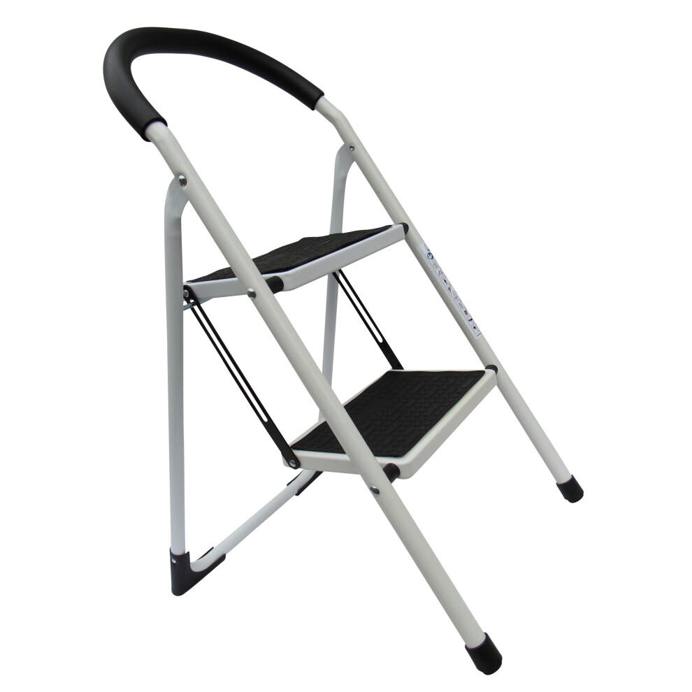 Folding Double Step Ladder 150KG (Non Slip 2 Step Stool Platform)