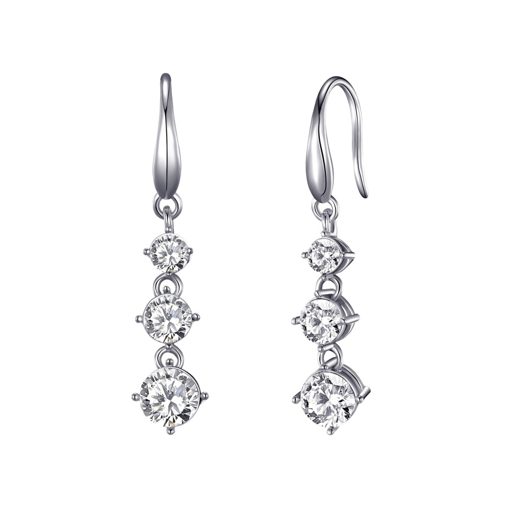 Philip Jones Jewellery Graduated Drop Earrings Created With Swarovski Crystals Silver