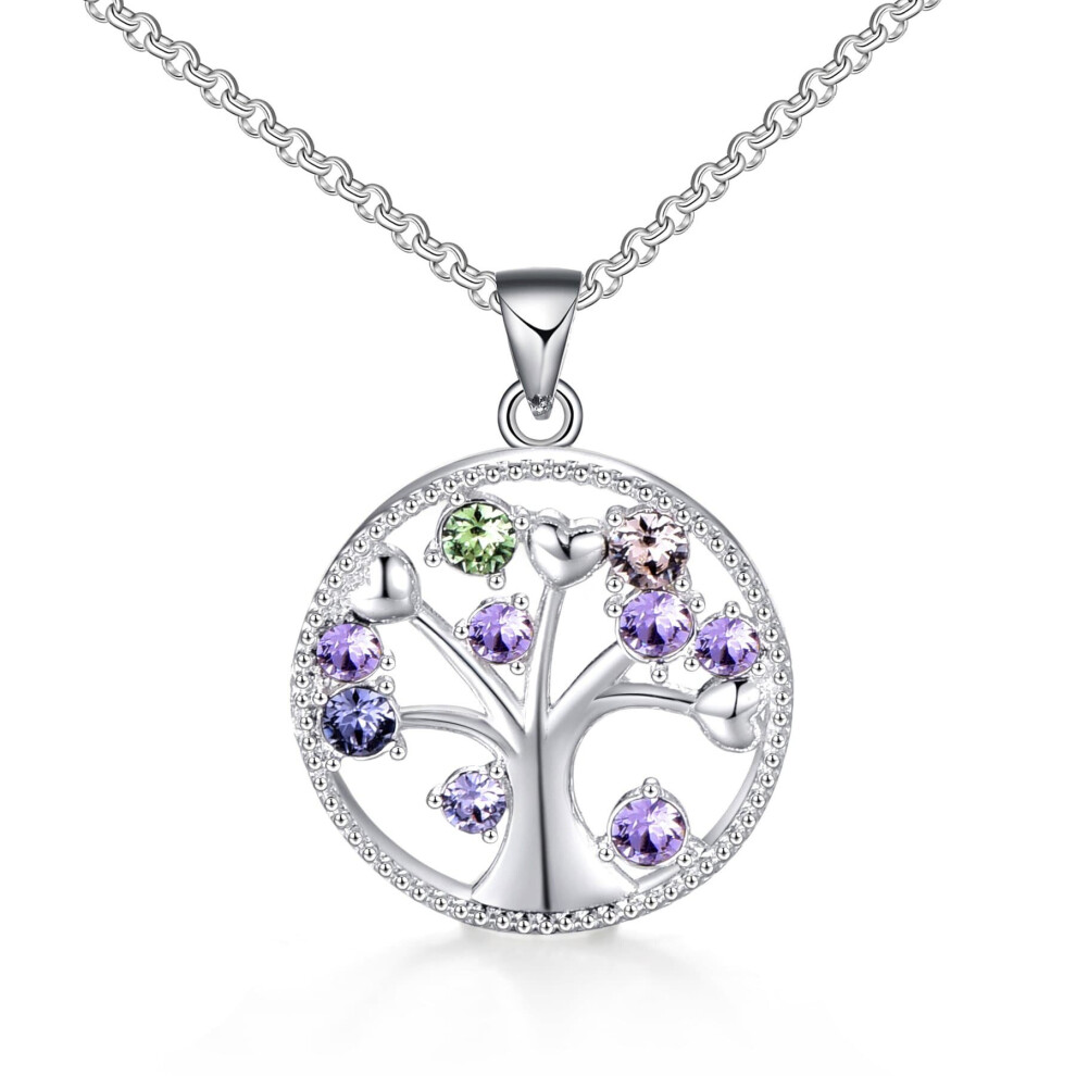 Philip Jones Jewellery Silver Plated Chakra Tree Of Life Necklace Created With Swarovski Crystals