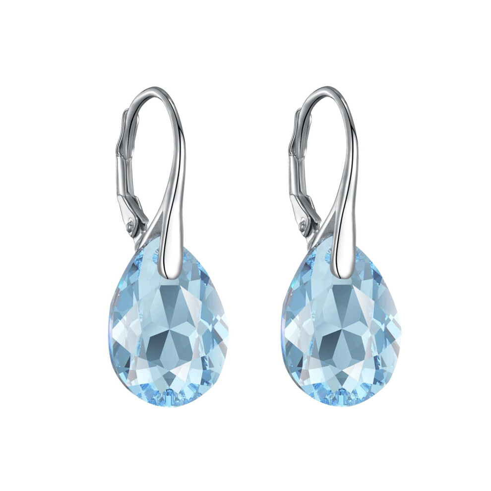 Philip Jones Jewellery Sterling Silver Aquamarine Drop Earrings Created With Swarovski Crystals Blue,Silver