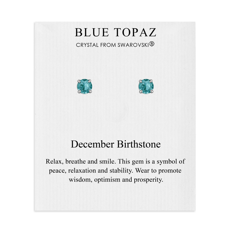 Philip Jones Jewellery December ( Topaz) Birthstone Earrings Created With Swarovski Crystals Blue