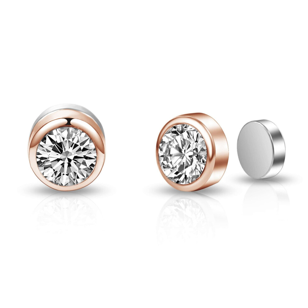 Rose Gold Plated 6mm Magnetic Clip On Earrings Created with Swarovski Crystals