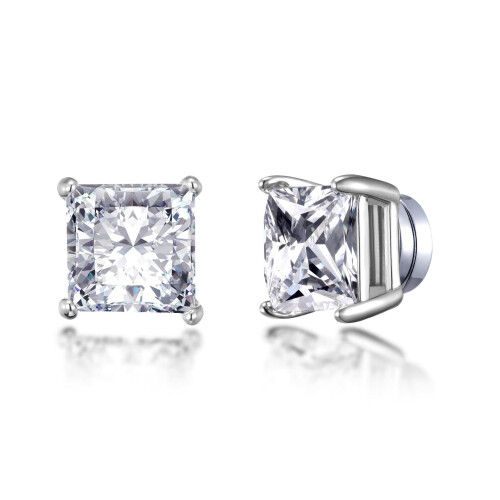 Philip Jones Jewellery Silver Plated Square Magnetic Clip On Stud Earrings Created with Swarovski Crystals