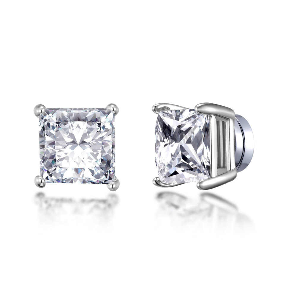 Philip Jones Jewellery Silver Plated Square Magnetic Clip On Stud Earrings Created With Swarovski Crystals