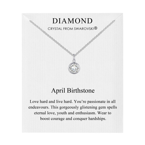 Philip Jones Jewellery April (Diamond) Birthstone Necklace Created with Swarovski Crystals 1