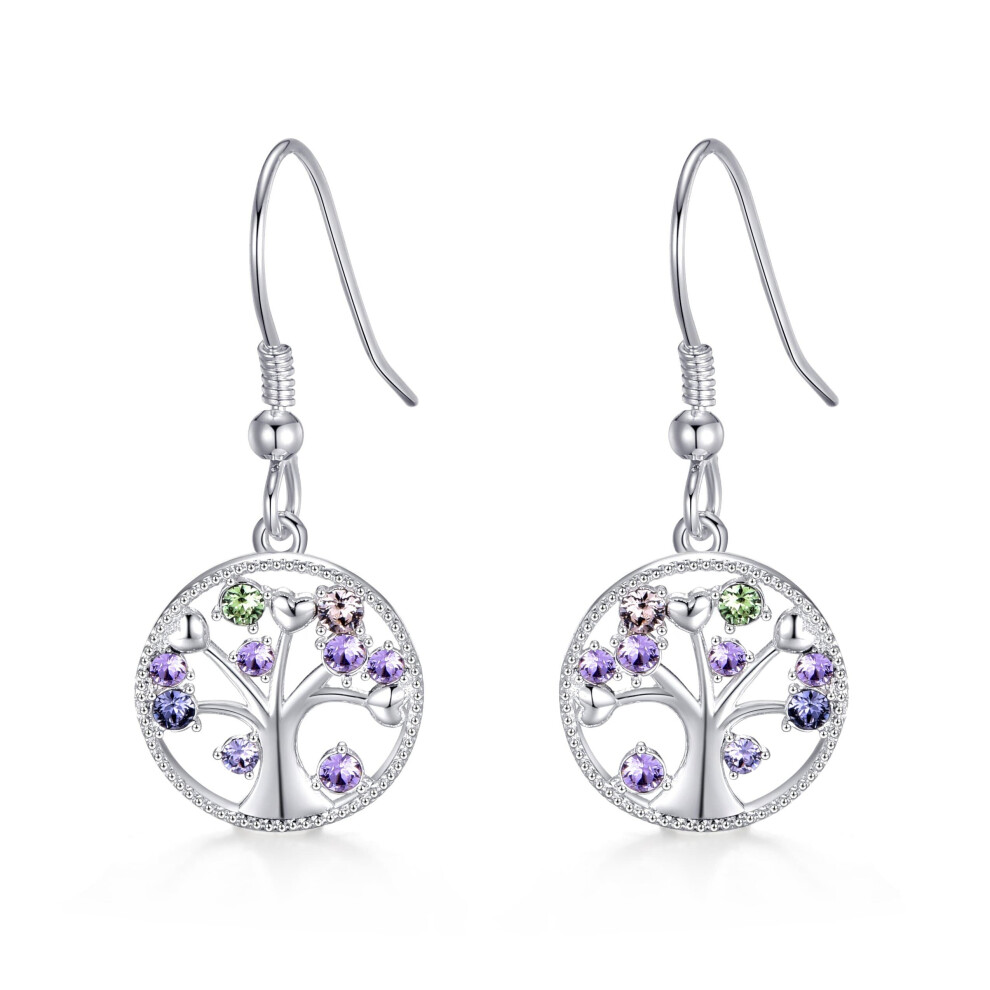 Philip Jones Jewellery Silver Plated Chakra Tree Of Life Drop Earrings Created With Crystals From Swarovski