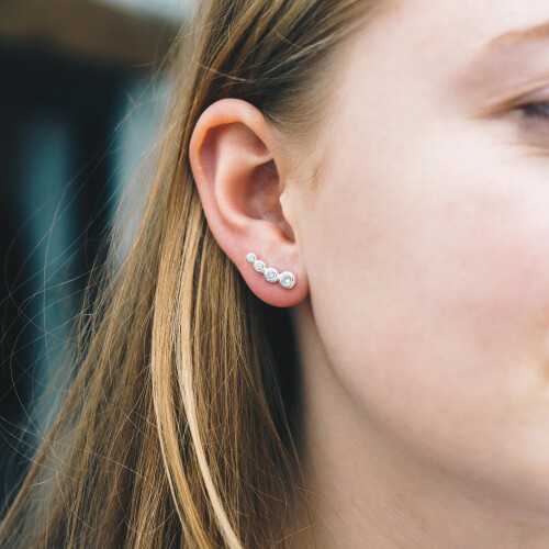 Philip Jones Jewellery Silver Plated Four Stone Climber Earrings Created With Swarovski Crystals 2
