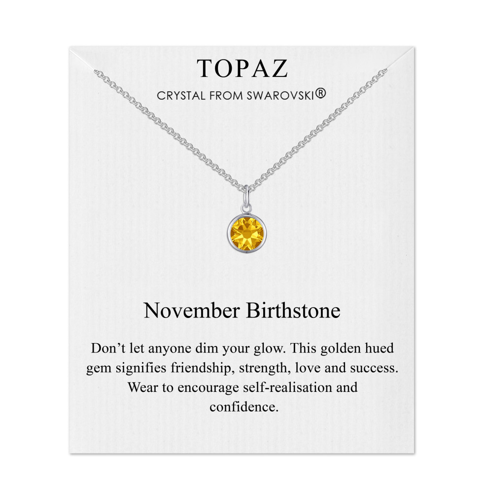 November (Topaz) Birthstone Necklace Created with Swarovski Crystals