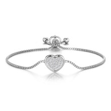 Silver Plated Pave Heart Friendship Bracelet Created with Swarovski Crystals