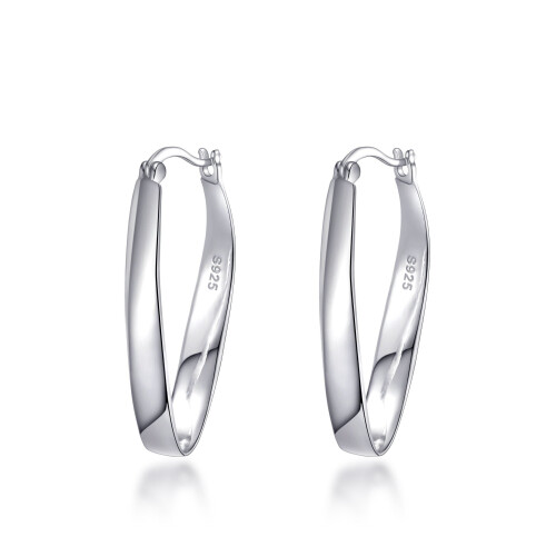 Philip Jones Jewellery Sterling Silver 30mm Oval Hoop Earrings