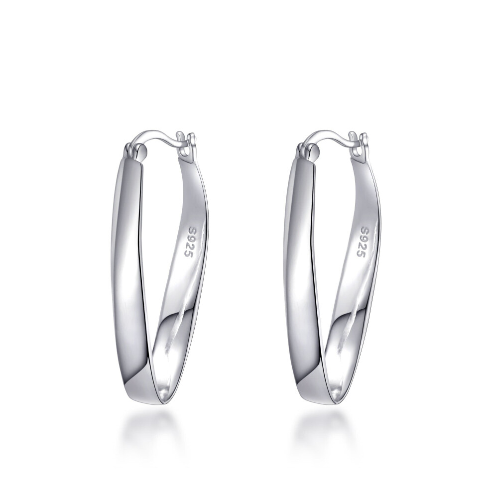 Philip Jones Jewellery Sterling 30Mm Oval Hoop Earrings Silver
