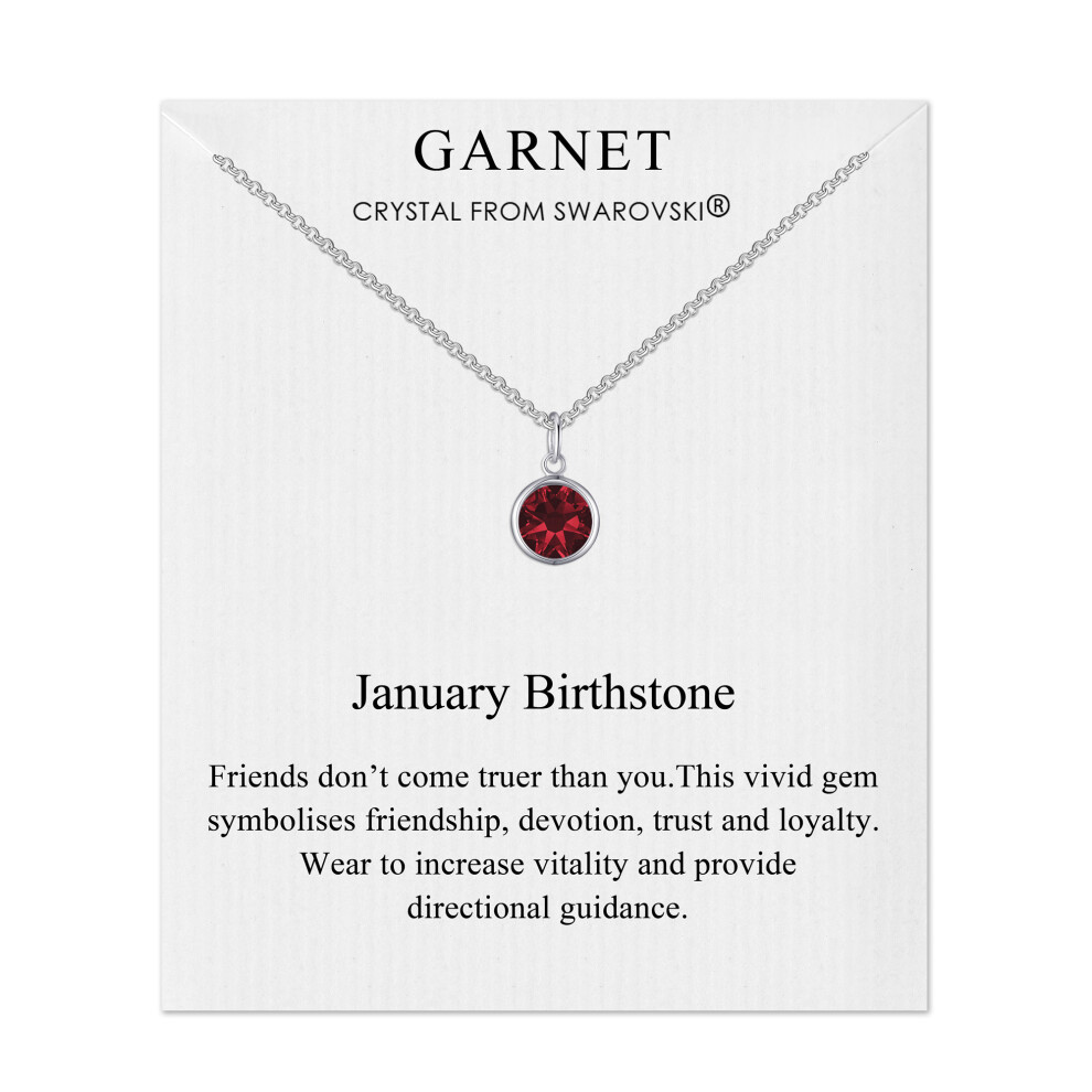 January (Garnet) Birthstone Necklace Created with Swarovski Crystals