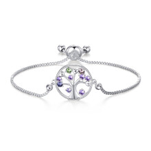 Silver Plated Chakra Tree of Life Bracelet Created with Swarovski Crystals