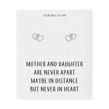Sterling Silver Mother and Daughter Quote Heart Link Earrings