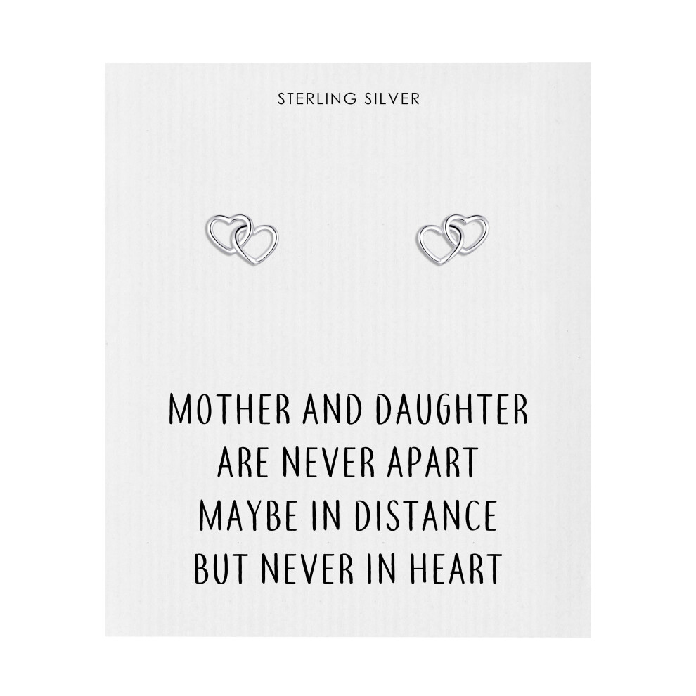 Philip Jones Jewellery Sterling Mother And Daughter Quote Heart Link Earrings Silver