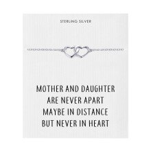 Sterling Silver Mother and Daughter Quote Heart Link Bracelet