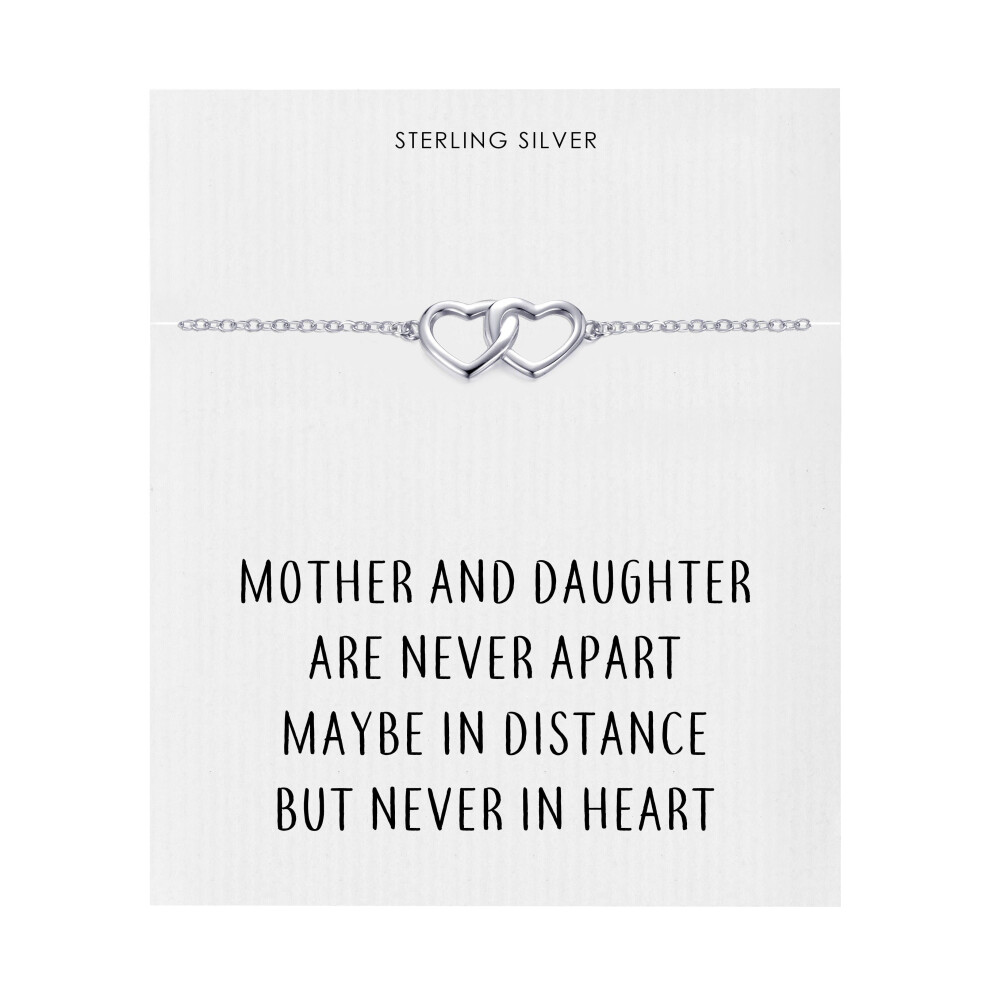 Philip Jones Jewellery Sterling Silver Mother And Daughter Quote Heart Link Bracelet Multicoloured
