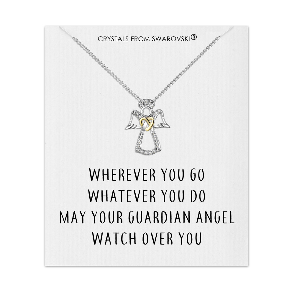 Philip Jones Jewellery Guardian Angel Necklace With Quote Card Created With Swarovski Crystals Multicoloured