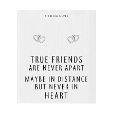 Sterling Silver True Friends Heart Link Earrings with Quote Card