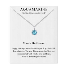 March (Aquamarine) Birthstone Necklace Created with Swarovski Crystals