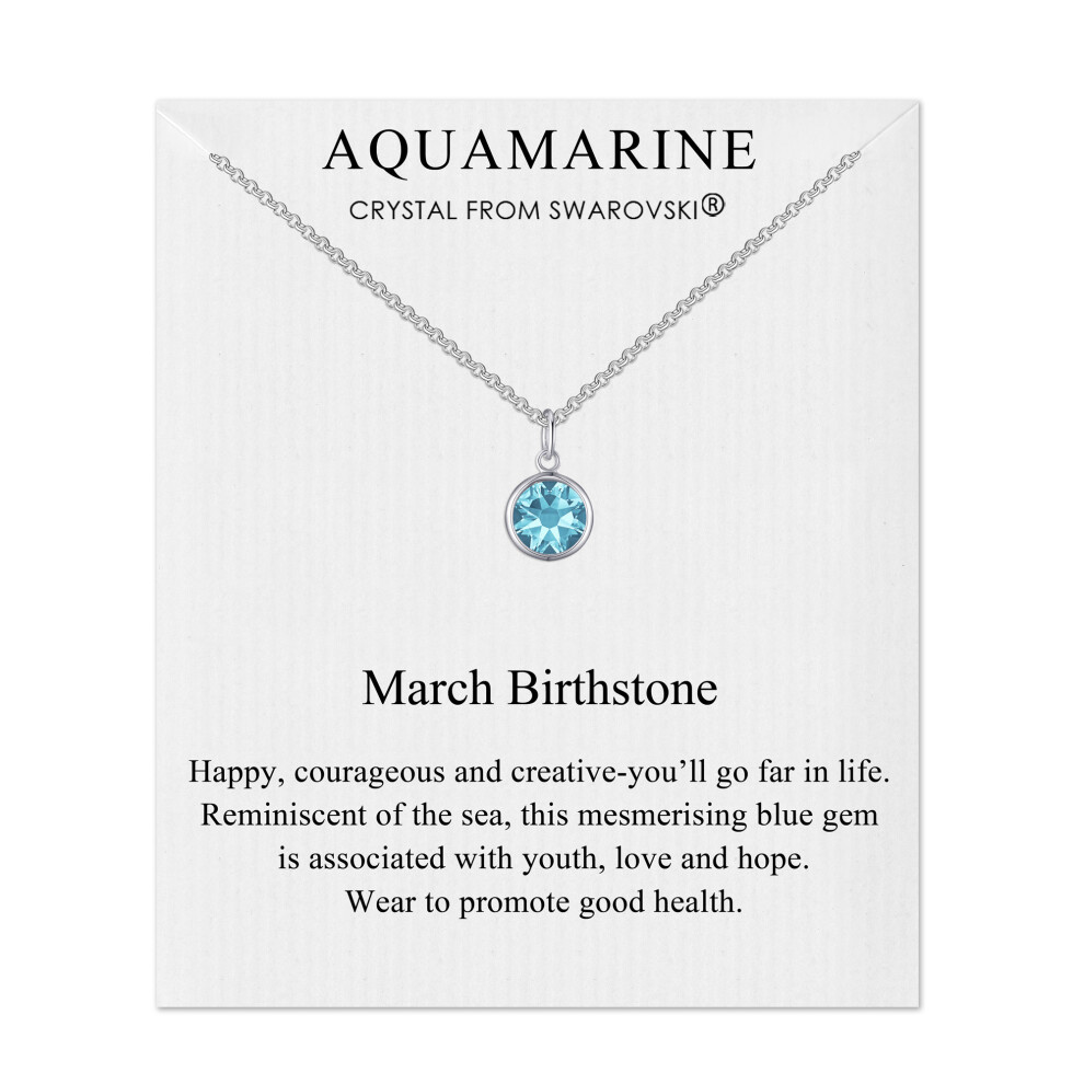 March (Aquamarine) Birthstone Necklace Created with Swarovski Crystals