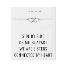 Sterling Silver Sister Heart Link Bracelet with Quote Card
