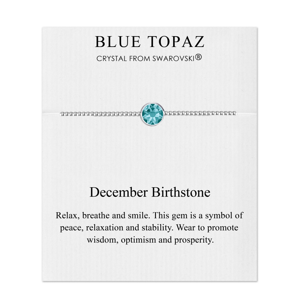 Philip Jones Jewellery December (Blue Topaz) Birthstone Bracelet Created With Swarovski Crystals Multicoloured