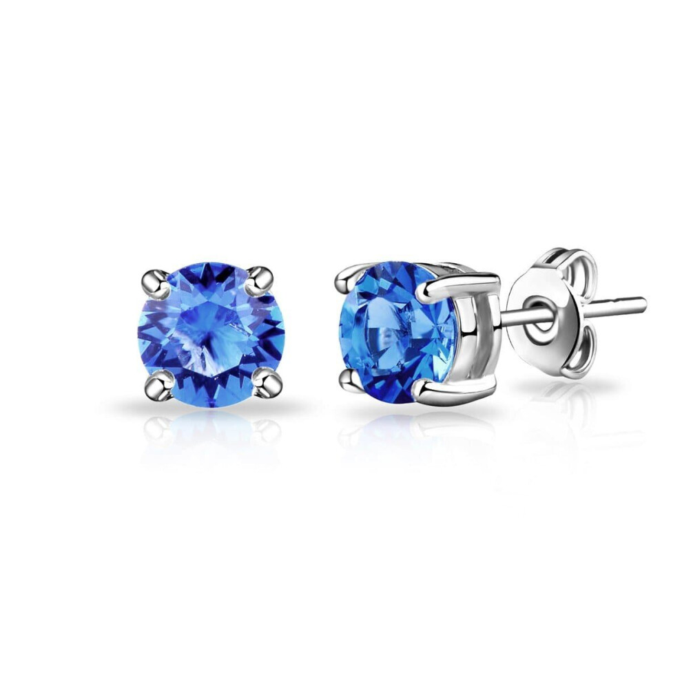 Dark Blue Stud Earrings Created with Swarovski Crystals