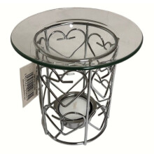 (Hearts) Metal Wire Oil Burner Tea Light Holder & Tealights