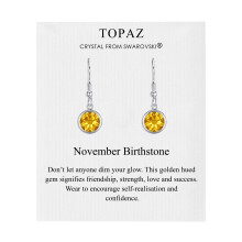 November Birthstone Drop Earrings Created with Topaz Swarovski Crystals