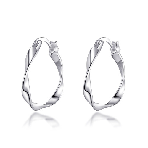 Philip Jones Jewellery Sterling Silver Twist Hoop Earrings