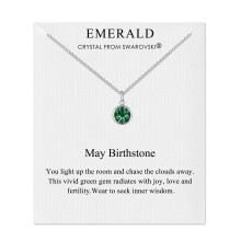 May Emerald Birthstone Necklace with Swarovski Crystals - Silver-Plated, Hypoallergenic Pendant, 43cm + 5cm Extender