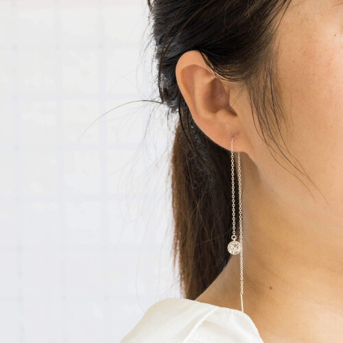 Philip Jones Jewellery Sterling Silver Thread Earrings Created with Swarovski Crystals 2