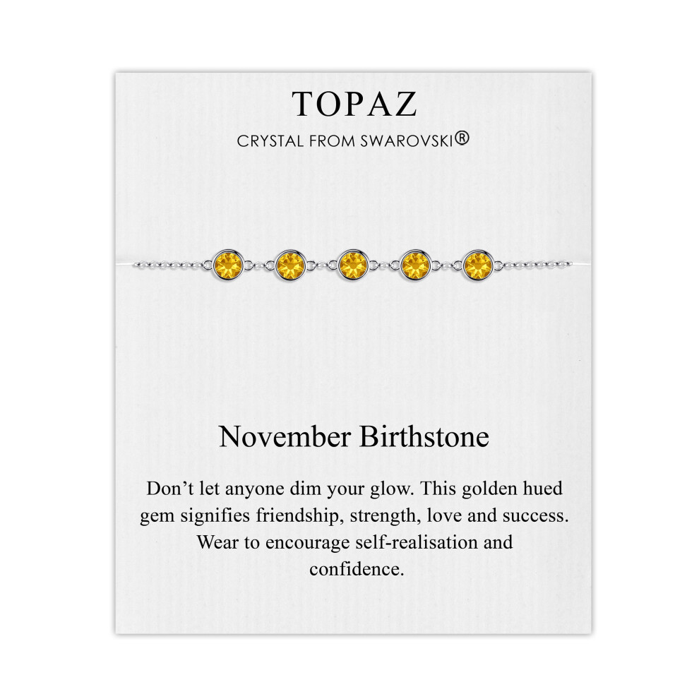 Philip Jones Jewellery November Birthstone Bracelet Created With Topaz Swarovski Crystals Multicoloured
