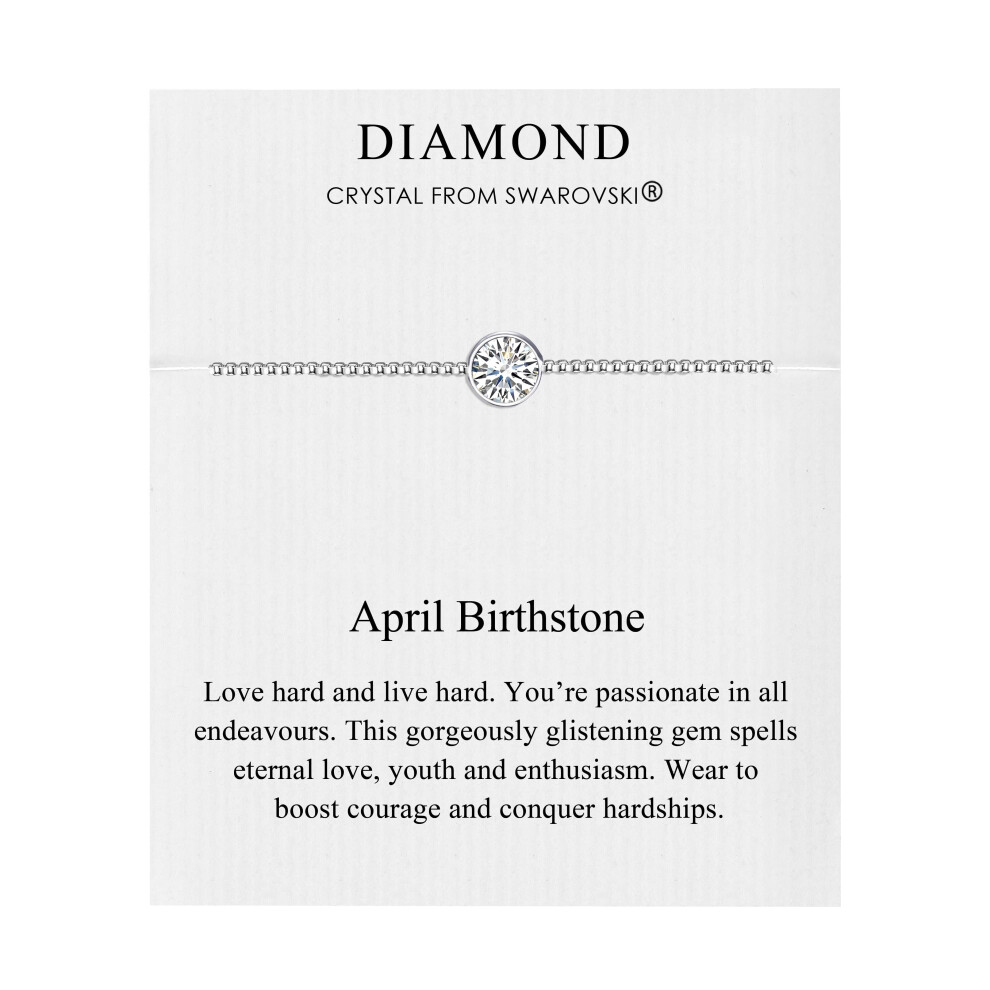 Philip Jones Jewellery April (Diamond) Birthstone Bracelet Created With Swarovski Crystals Multicoloured
