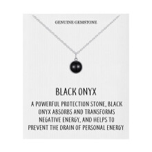 Black Onyx Necklace with Quote Card