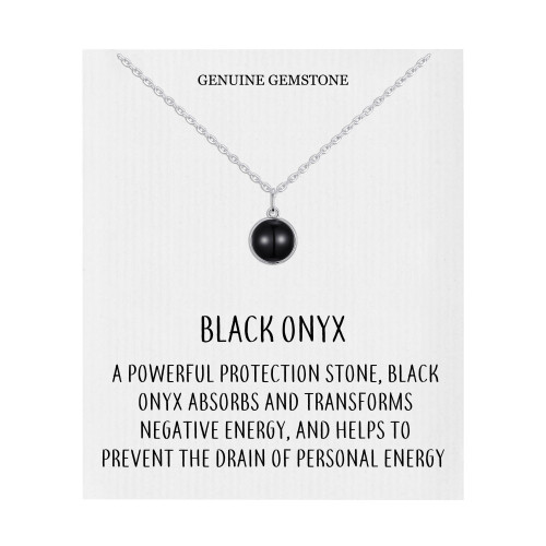 Philip Jones Jewellery Black Onyx Necklace with Quote Card