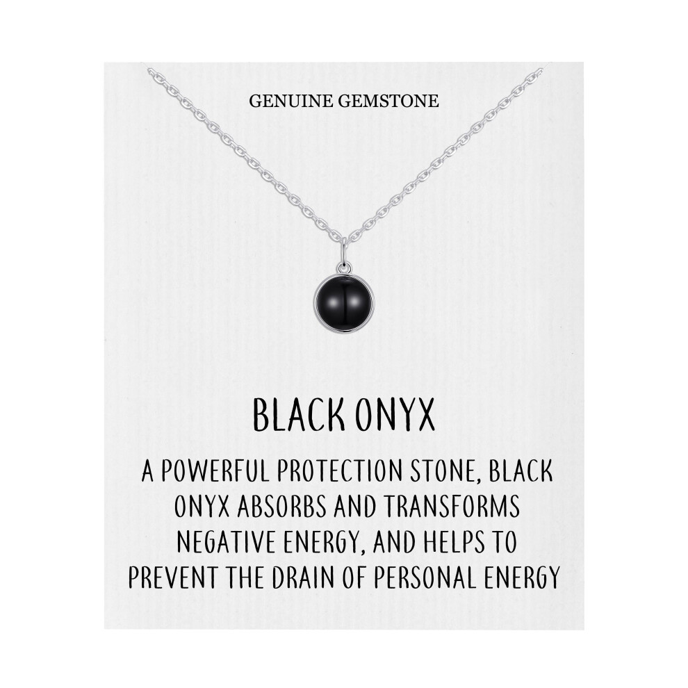 Black Onyx Necklace with Quote Card
