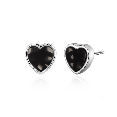 Philip Jones Jewellery Black Onyx Heart Stud Earrings with Quote Card 2