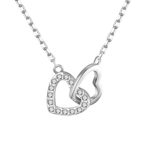 Philip Jones Jewellery Heart Link Necklace Created with Swarovski Crystals