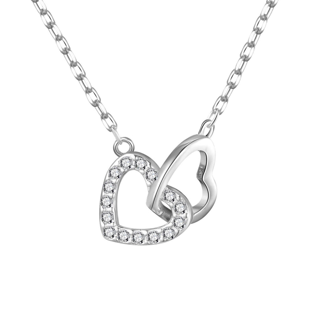 Philip Jones Jewellery Heart Link Necklace Created With Swarovski Crystals Multicoloured